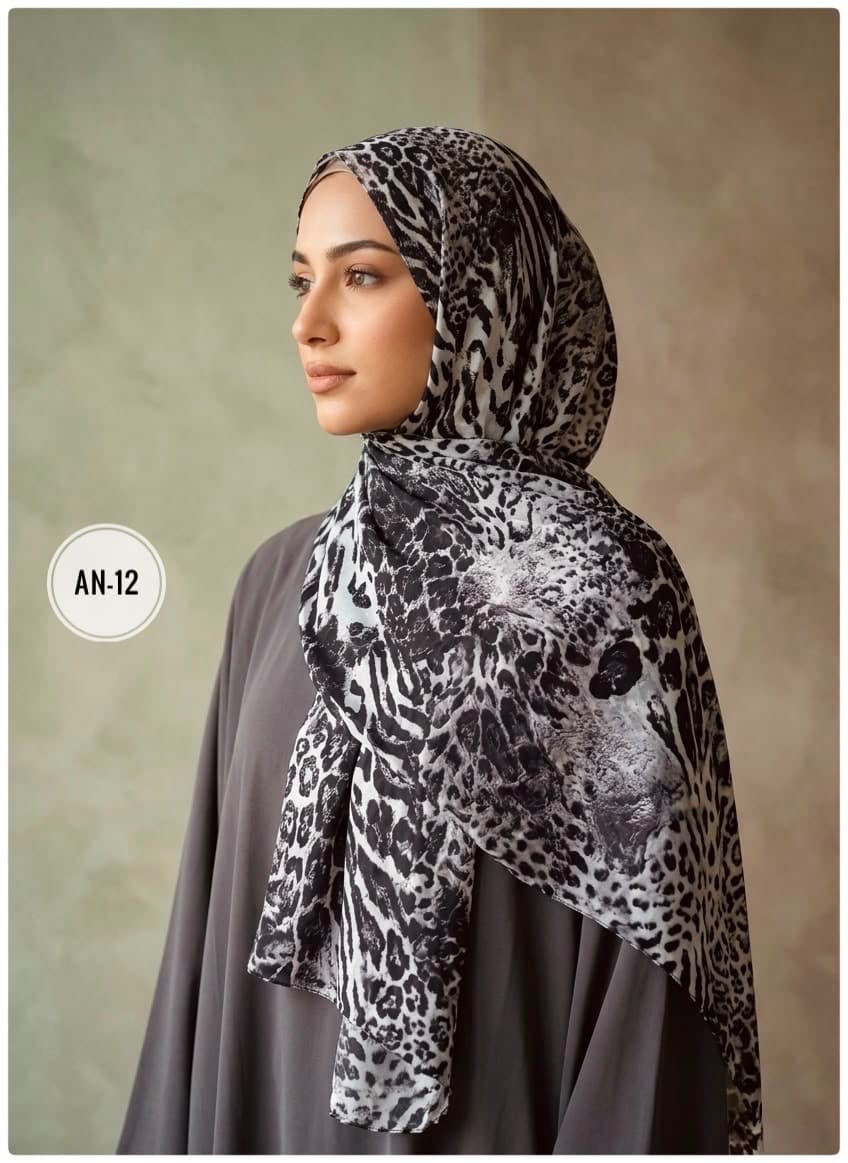 PREMIUM ZERA SOFT  CHIFFON TIGER PRINT HIJAB thumbnail 3